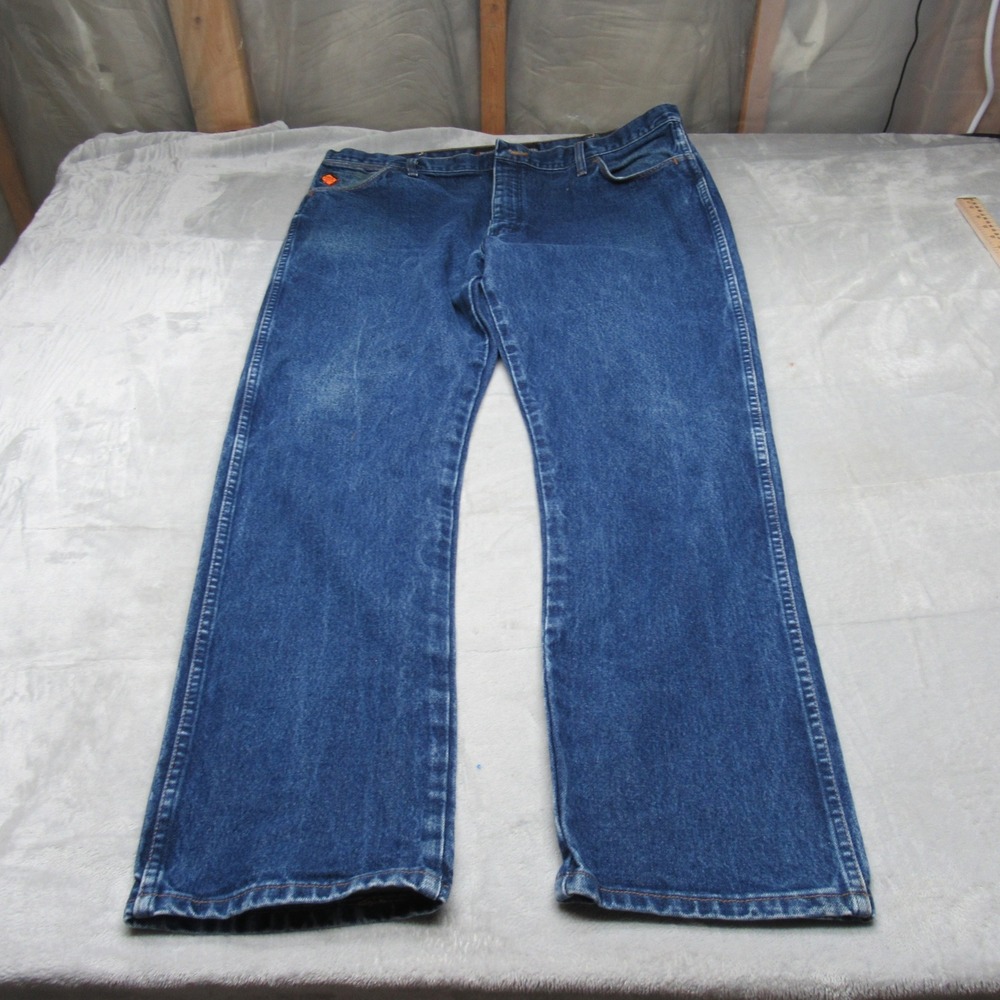 Wrangler FR Jeans Mens 40x31 Blue Denim Original Flame Resistant Straight Rugged